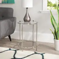 Willa Arlo™ Interiors Carolina Round Glass End Table with Metal Shelf