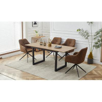 George Oliver 1+4,5Pieces Dining Set,Extensible Table Metal Leg Mid-Century Dining Table For 4-6 People With Mdf Table T