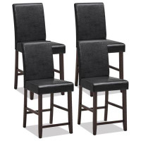 Wildon Home® Wildon Home® 24” Bar Stools, Pu Leather Upholstered Counter Bar Chairs W/Solid Rubber Wood Legs & Ergonomic