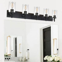 Ebern Designs Phanto 5 -Light Dimmable Black Vanity light