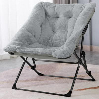 Rosdorf Park Kelik Folding Chair, Comfy Saucer Chair, Folding Faux Fur Lounge Chair for Bedroom
