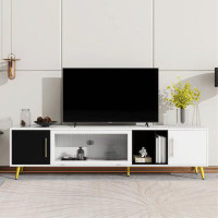 Mercer41 Stylish TV Stand with Metal Handles&Leg for TVs Up to 80"