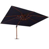 Purple Leaf 156'' x 120'' Double Top Wood Pattern Rectangle Umbrella with Steel Plate Base