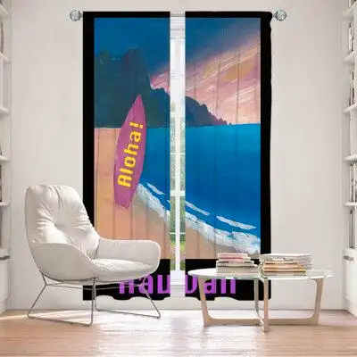 East Urban Home Lined Window Curtains 2-panel Set for Window Size by Markus Bleichner - Hawaii Surfboard