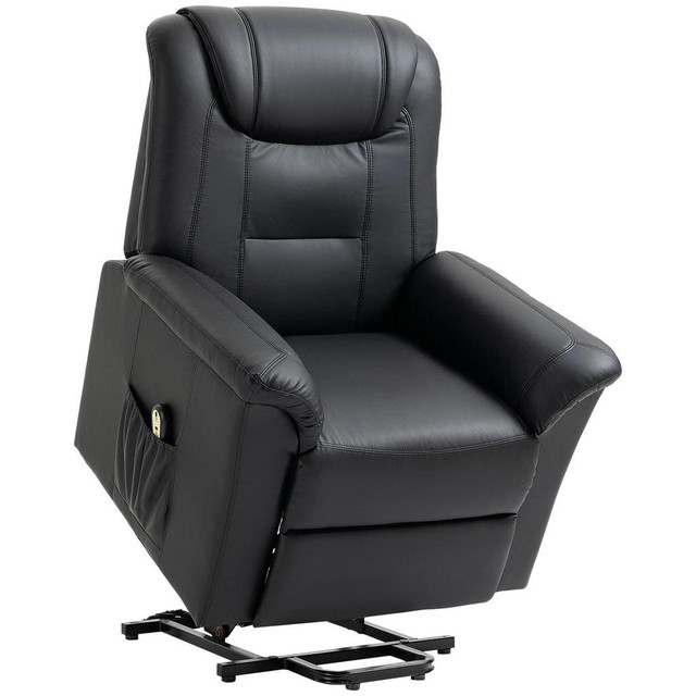 ELECTRIC POWER LIFT CHAIR FOR ELDERLY, PU LEATHER RECLINER SOFA WITH FOOTREST AND REMOTE CONTROL FOR LIVING ROOM, BLACK in Chairs & Recliners - Image 2
