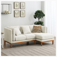 Ebern Designs Sectional Sofa,Rustic L-shaped Couch Set with 3 Free Pillows,4-seat Indoor Furniture