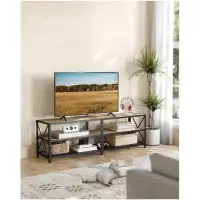 17 Stories TV Stand, TV Console For Tvs Up To 70 Inches, TV Table, 63 Inches Width, TV Cabinet With Storage Shelves, Ste