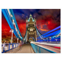 Design Art 'Storm Over Tower Bridge at Night' Photographic Print on Wrapped Canvas