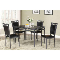 Latitude Run® Dining Room Furniture 5Pc Dining Set Table And 4X Chairs Faux Marble Top Table Espresso PU Upholstered Cha