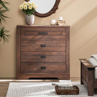 Winston Porter Farmhouse Dresser With 4 Drawer For Bedroom, 31.9" Tall Standard Dresser/Chest With Soft-Close Drawer Sli