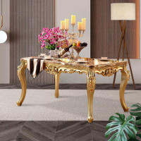 Rosdorf Park European Dining Table Marble Household Small Flat Simple Solid Wood Dining Table Table