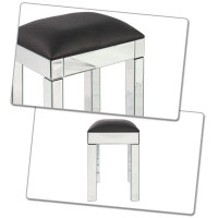 Mercer41 Modern style upholstered vanity stool with wood frame  for bedroom and powder room