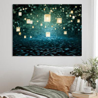 Wrought Studio Matrix Galaxy Abstract Deep Blue And Turquoise I - Abstract Painting Wall Art Living Room