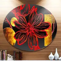 Made in Canada - Design Art 'Abstract Red Flower Painting' Graphic Art Print on Metal