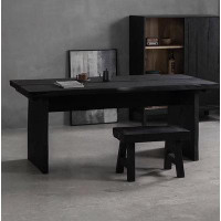 POWER HUT Nordic Solid Wood Table Carbonized Black Home Solid Wood Dining Table And Chair Combination Creative Designer