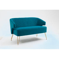 Mercer41 Turien 28.35'' Recessed Arm Curved Sofa with Metal Legs, with Tufted Backrest