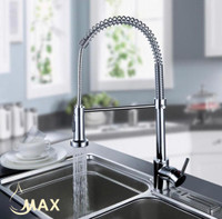 Commercial Kitchen Faucet High Arc Single Handle Spiral Flexible Pullout Sprayer 20 Chrome Finish