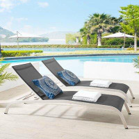 Modway Savannah Outdoor Patio Mesh Chaise Lounge Set Of 2 In Black