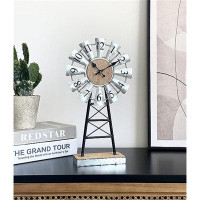 Gracie Oaks Table Clock On Stand, Vintage Desk And Shelf Clock, Decorative Farmhouse Kitchen Clock Mantel Clock, Rustic