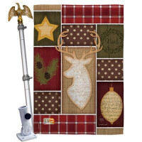 Breeze Decor Christmas Noel - Impressions Decorative Aluminum Pole & Bracket House Flag Set HS114172-BO-02