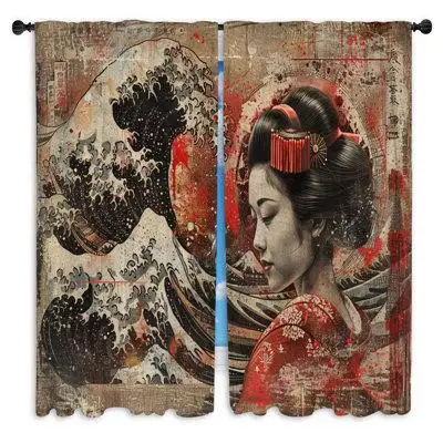 Upgrade your home decor with these Geisha window curtains printed in the USA! Great for your bedroom...