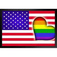 Trinx Flags Of Pride LGBT Rainbow And USA United States Art Print Black Wood Framed Poster 20X14
