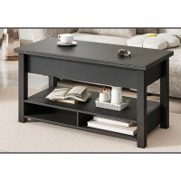 MR ON-TREND Lift Top Coffee Table, Multi-Functional Coffee Table with Open Shelves