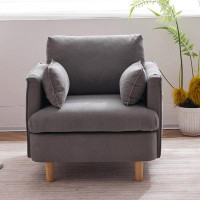 Latitude Run® Modern Fabric Decorative Chair Armchair Upholstered Reading Chair Single Sofa