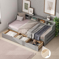 Latitude Run® Twin Size Wooden Day Bed With 3 Trawers For Guest Room, Small Bedroom, Study Room