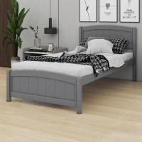 Winston Porter Twin Size Wooden Platform Bed With Headboard,Footboard And Slat Support