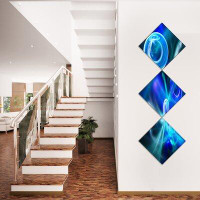 East Urban Home 'Blue Fractal Desktop' Graphic Art Print Multi-Piece Image on Canvas