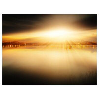 Design Art Sunset with Views on the Lake - Wrapped Canvas Photograph Print
