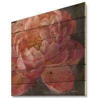 Made in Canada - East Urban Home Vivid Pink Peonies I - Shabby Elegance Print on Natural Pine Wood