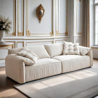 PULOSK 110.24" Creamy White 100% Polyester Modular Sofa cushion couch