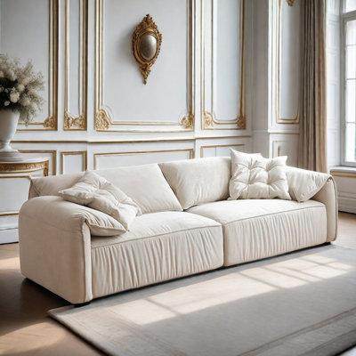 PULOSK 110.24" Creamy White 100% Polyester Modular Sofa cushion couch in Couches & Futons