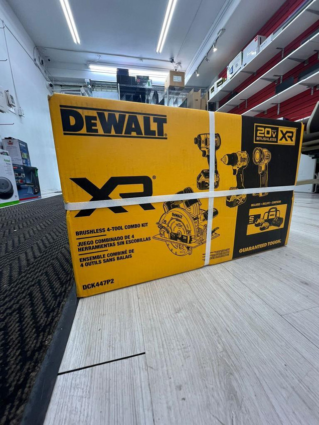 Dewalt 4 Cordless Tool Kit with Brushless Motor - 20V MAX XR - 2 Batteries (DCK447P2) - Yellow/Black @MAAS_COMPUTERS in General Electronics in Toronto (GTA) - Image 2