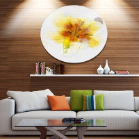 Design Art 'Yellow Flower Sketch on White' Oil Painting Print on Metal