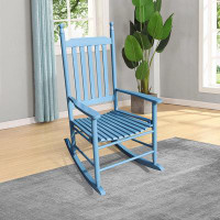 Wildon Home® Wooden Porch Rocker Chair Blue