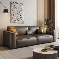 Crafts Design Trade 86.61" Brown Genuine Leather+Leather Match Modular Sofa