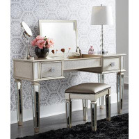 House of Hampton 30" Makeup Vanities Desk With Flip Top Dressing Table With Drawers,  Wood Makeup Vanity Table Set With