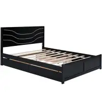 Red Barrel Studio Wood Storage Platform Bed with LED and 4 Drawers