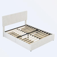 Latitude Run® Full Size Upholstery Platform Bed with Four Drawers on Two Sides and Adjustable Headboard