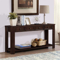 Red Barrel Studio Pine Wood Console Table With 4 Drawers And 1 Bottom Shelf For Entryway Hallway Sofa Table