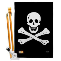 Breeze Decor Sam Pirate Impressions Decorative Vertical 2-Sided Polyester 40 x 28 in. Flag Set
