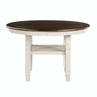 Alcott Hill Brown and Antique White Finish 1pc Dining Table with Display Shelf
