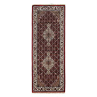 Isabelline Oriental Hand-Knotted Runner 6'8'' x 2'6'' Wool/Cotton Area Rug in Red