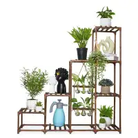 Arlmont & Co. Arlmont & Co. Plant Stand Indoor Outdoor 8 Tiers Wood Plant Shelf For Multiple Plants ,Large Plant Rack Fo