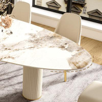 STAR BANNER Italian light luxury rock plate table Modern high-end oval minimalist dining table set