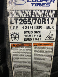 4 Brand New Cooper Discoverer Snow Claw LT265/70R17 tires. 10 PLY  Winter Tires   *** WallToWallTires.com ***