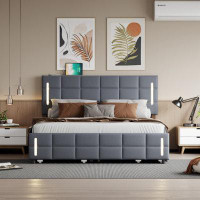 Latitude Run® Upholstered Platform Bed With Trundle And Drawers